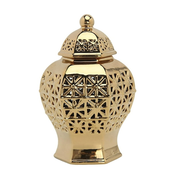 Ceramic Ginger Jar Flower Vase with Lid Flower Holder for Decor