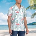 thumbnail image 5 of Xecao Tropical Flamingo print Hawaiian shirt - a stylish short-sleeve button-down for men, perfect for casual beach and tropical outings., 5 of 9
