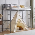 thumbnail image 4 of Zimtown Twin Loft Bed with Ladder Metal Bunk Bed with 2 Side Ladder, Gray, 4 of 8
