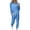 Blue, variant on Women Long Sleeve Color Block Patchwork Crewneck T Shirt Top Blouse And Long Pants Leggings Casual Outfit Set