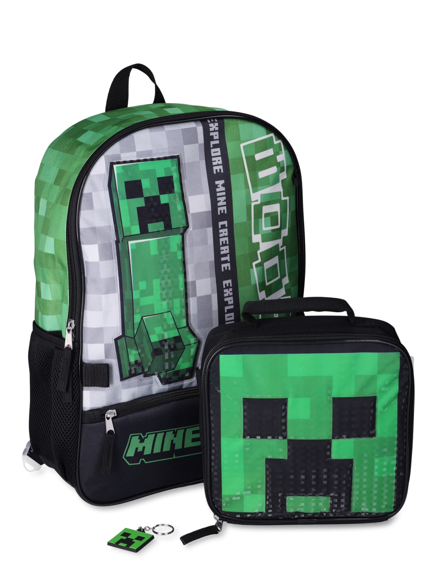 Minecraft Boys Backpack with Lunch Bag 2 Piece Set Green Multi Color Walmart