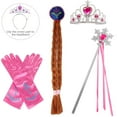 thumbnail image 5 of Princess Snow Queen Anna Costume for Girls Dress Up Kids Outfit with Cape Crown Wand Wig Gloves 5-6Years(130), 5 of 6