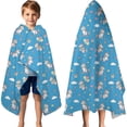 thumbnail image 3 of Blue Cartoon Unicorn Gift Balloon Cloud Pattern Hooded Bath Towel，60"x35" for Ages 3 To 12 Kids, Quick Dry Lightweight Soft Microfiber Hood Beach Towel Cover Up for Kids, 3 of 7