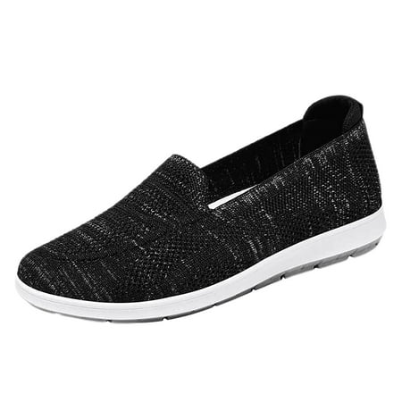 OJSFQUFP Womens Casual Shoes Shoes Female Fall New Shoes Shallow Mouth Middle Aged Mother Shoe for Gym Travel Work Women Loafers Black 41