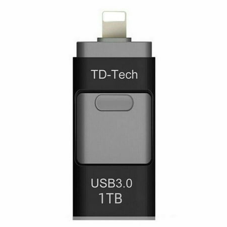 1TB USB 3.0 Flash Drive Photo Storage U Disk OTG storage For iPhone iPad Android Phone PC Type C, Black (A pair of Bluetooth Earphone for iPhone and iPad Included)