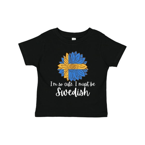 Inktastic I'm So Cute, I Must Be Swedish Sunflower Sweden Flag Boys or Girls Toddler T-Shirt