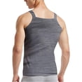 thumbnail image 4 of Mens Tank Top Stretchy Muscle Slim Solid Color Sleeveless Square Neck Undershirt Casual Summer Athletic Lightweight Vest Grey M, 4 of 4