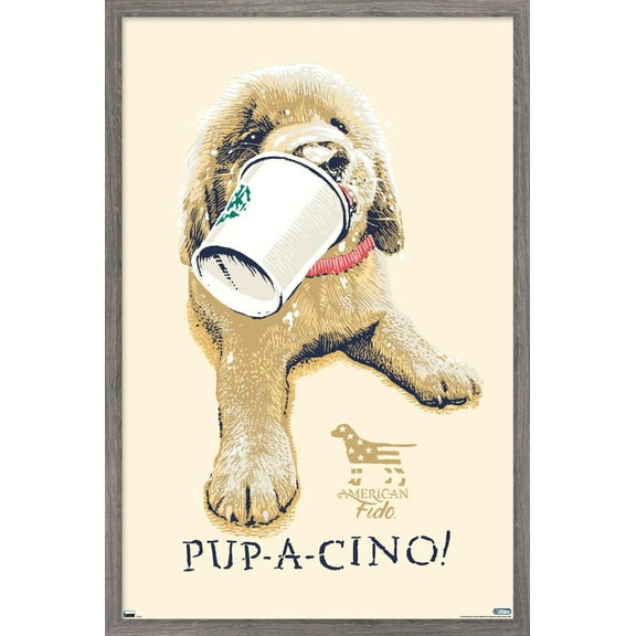 Jim Baldwin - Pup-a-cino Wall Poster, 14.725" x 22.375" Framed