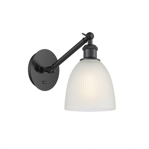 317-1W-BK-G381-LED-Innovations Lighting-Belfast - 1 Light Wall Sconce In Industrial Style-11.38 Inches Tall and 6 Inches Wide Matte Black White