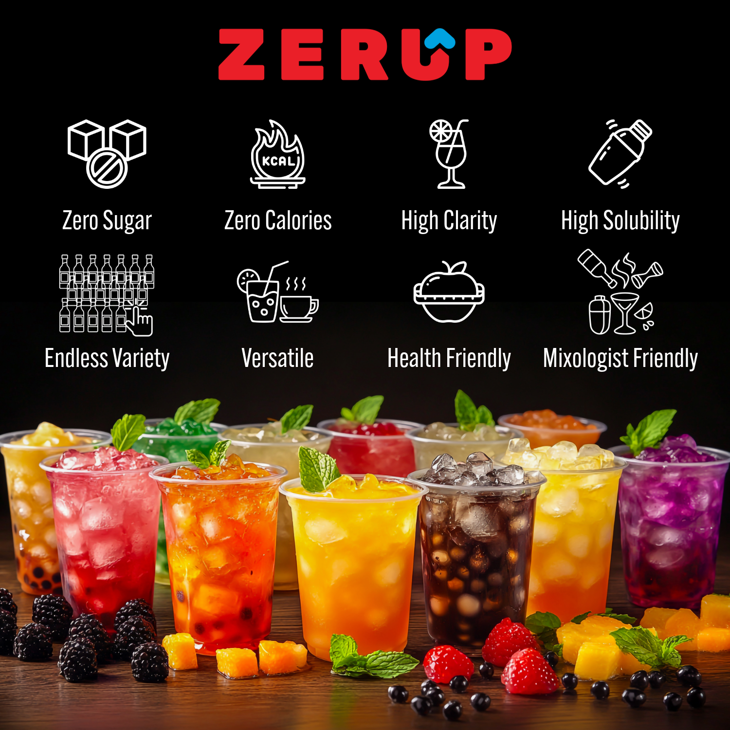Zerup Zero Sugar Soda Sugar-Free, Zero Calories Pack of 4 33.8 Oz (1L)