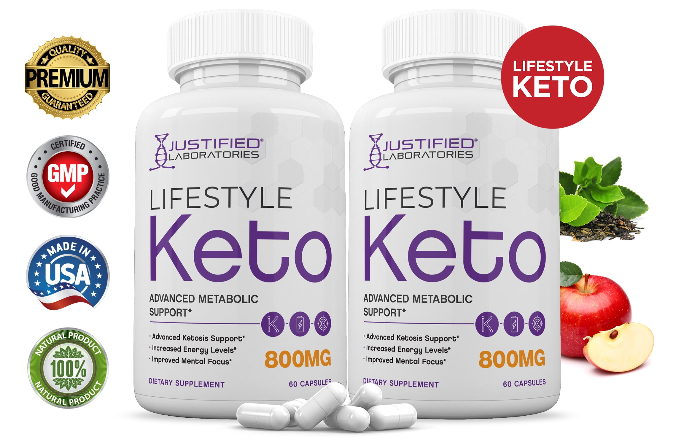 (2 Pack) Lifestyle Keto Pills Includes Patented goBHB® Exogenous Ketones Advanced Ketogenic Supplement Ketosis Support for Men Women 120 Capsules
