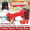 thumbnail image 2 of With Shear 9000mAh Fruit 48VF 30MM Battery Pruning Efficient Tree 2PC Pruning Bonsai Cordless Pruner Cutter ,High Efficiency, 2 of 7