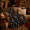 thumbnail image 3 of Playful Dancing Skeletons Pumpkins Festive autumn celebration Scene Whimsical, Warm Flannel Blanket for Living Room and Family Room, Festive autumn celebration Scene, Festive Home Decor, 3 of 9