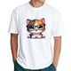 thumbnail image 1 of Playera Blanca Camiseta Unisex Estampada Gatito con Lentes, 1 of 4
