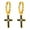 Black, variant on Gold Dangle Hoop for Women, 925 Sterling Silver Cross Earrings, Hypoallergenic Urban Street-wear Hinged Hanging Earring