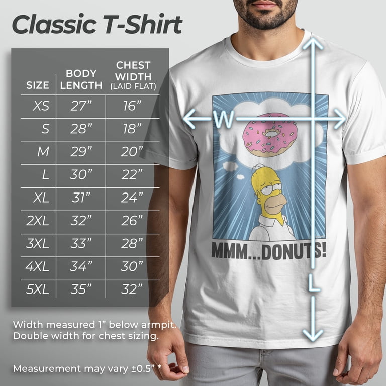 The Simpsons Men's Homer Mmm… Donuts Graphic Tee, Medium, White