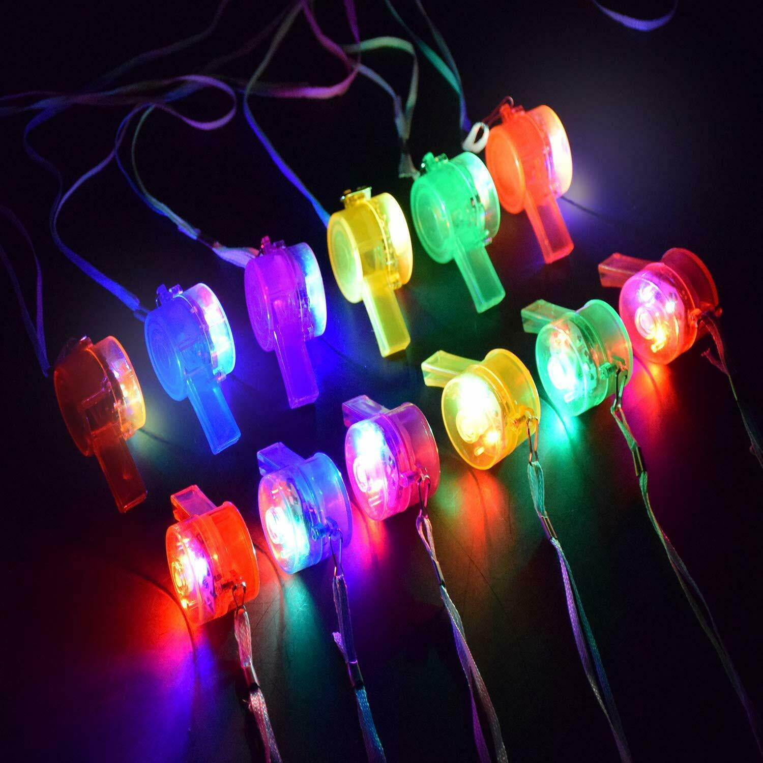 Glow Whistle Necklace Party Supplies LED Light Up Whistle Glow in The