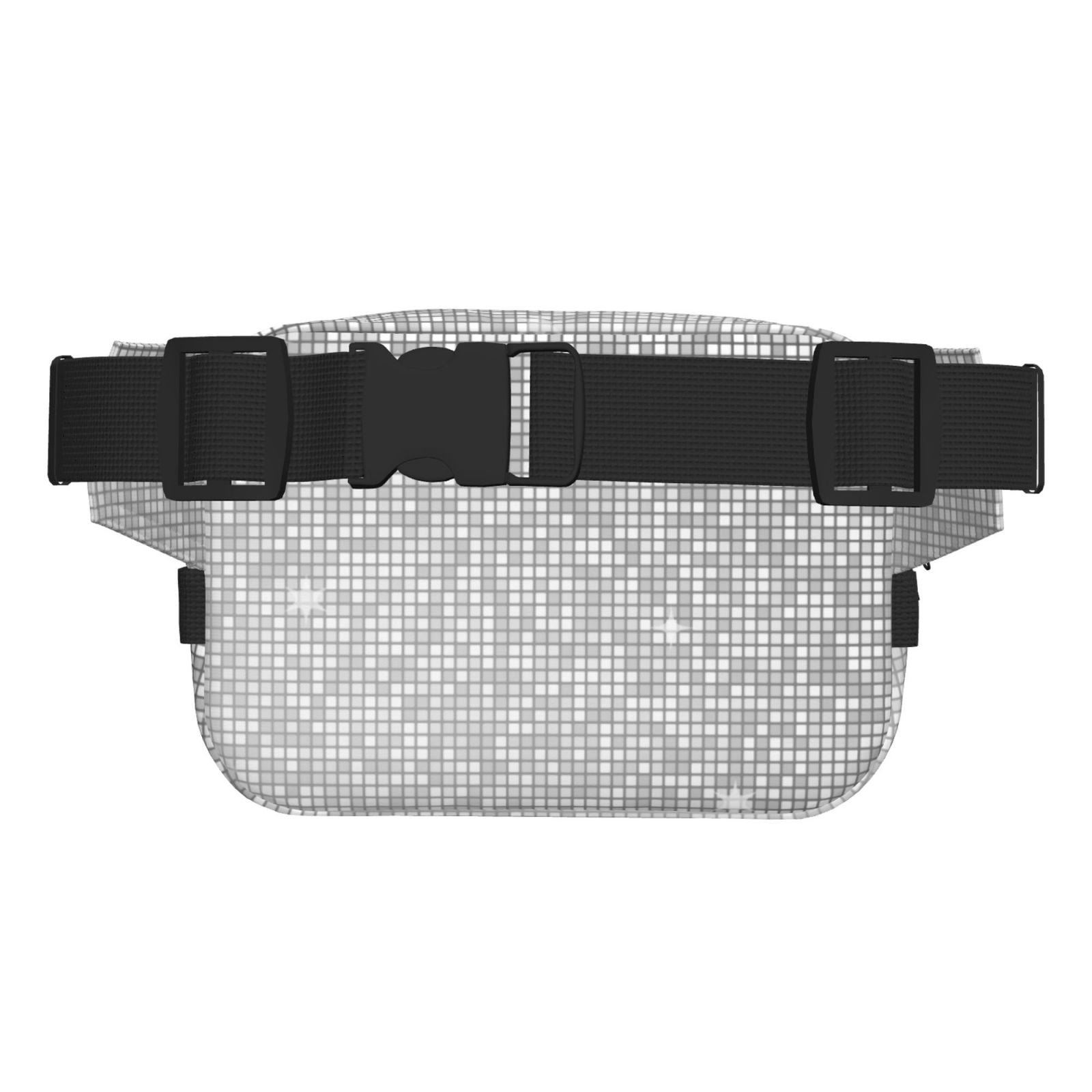 Picia Silver Mosaic Print Square Double-Layer Waist Bag Mini Adjustable Waist Belt Bag Exercise Running Travel Hiking