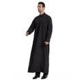 thumbnail image 5 of BSDJILFG Mens Long Robes Half Zip Up Long Sleeve Sun Protection Slim Fit Linen Breathable Maxi Nightgowns for Mid-East Tradition, 5 of 9