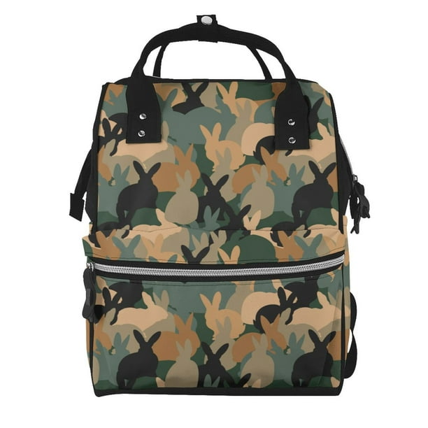 Easygdp Camouflage Rabbit para Bolsa de Bebé de Gran Capacidad con Múltiples Bolsillos, Bolsa de Pañales para Padres, Bolsa de Viaje Organizada y Elegante