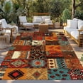 thumbnail image 2 of Boho Vintage Outdoor Rug for Patio/Deck/Porch, Non-Slip Large Area Rug 6 x 9 Ft, Brown Ethnic Middle Century Geometric Indoor Outdoor Rugs Washable Area Rugs, Reversible Camping Rug Carpet Runner, 2 of 8