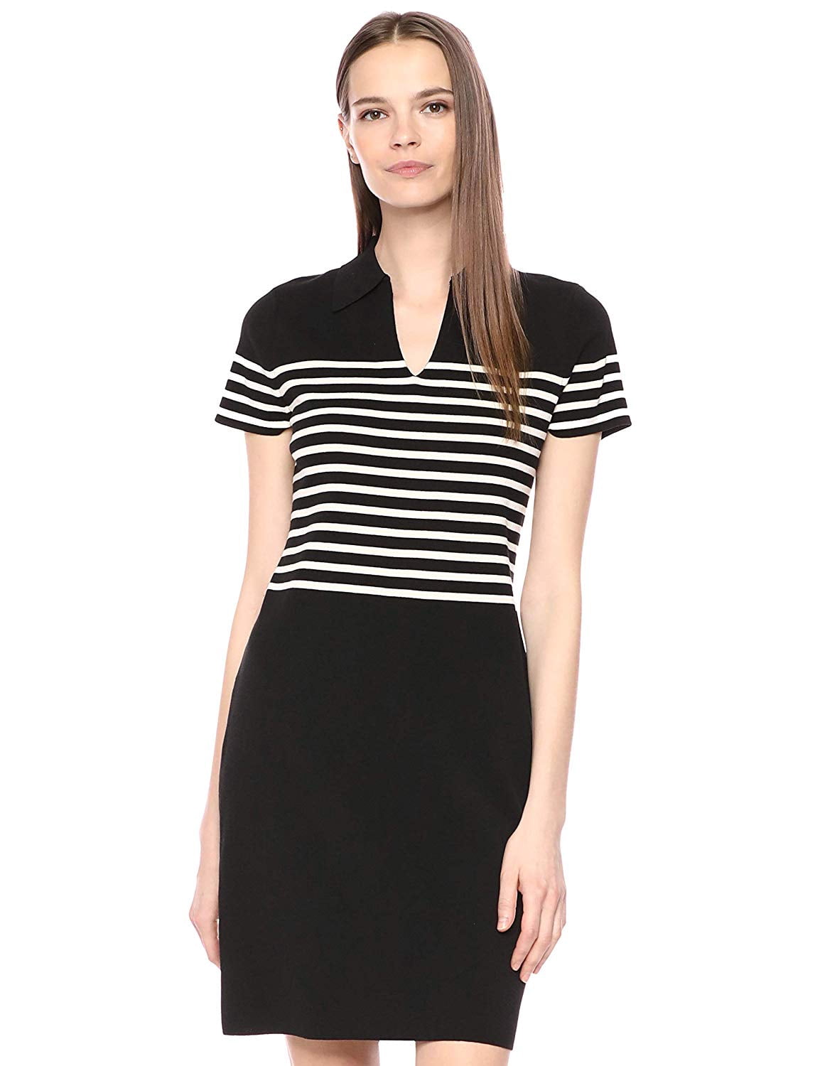 Sweater Dress, Black/Anne White, M 