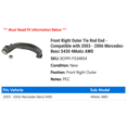 thumbnail image 2 of Front Right Outer Tie Rod End - Compatible with 2003 - 2006 Mercedes-Benz S430 4Matic AWD 2004 2005, 2 of 2