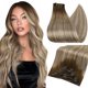 thumbnail image 1 of Extensiones de cabello real Full Shine con clip en cabello humano de 14 pulgadas, 7 unidades, extensiones de cabello con clip premium, liso, marrón, ombre, marrón ceniza, mezcla rubia, extensiones de, 1 of 1