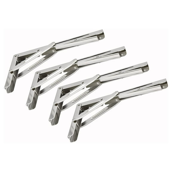 MARINE CITY folding shelf bracket, 304-Grade Stainless Steel, Corrosion-Resistant, Rust-Proof, Max Load 551 LB, Space-Saving, 12 Inches, for Shelves, Storage Racks, Bookshelves, Marines Pack of 4