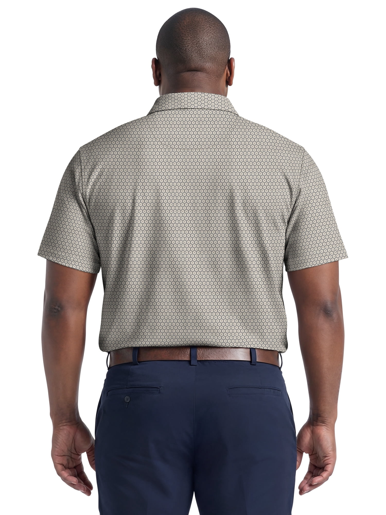 Ben Hogan Performance Men's & Big Men's Flower Geo Print Short Sleeve Golf Polo Shirt, Sizes S-4XLT