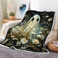 thumbnail image 2 of Halloween Throw Blanket, Funny Ghost Flower Decor Warm Comfortable Bed Sofa Blanket, Cozy Flannel Throws and Blankets Living Room Bedroom Decoration, 60X90IN, 2 of 4