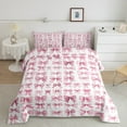 thumbnail image 2 of jejeloiu Cute Bowknot Bedding Comforter Set,Ribbon Bow Twin Comforter Sets,Pink White Bedding Set For Girls,Super Cozy Bedroom Decor Reversible,2 Pieces, 2 of 8