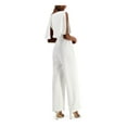 thumbnail image 3 of CONNECTED APPAREL Womens White Sleeveless Jewel Neck Evening Wide Leg Jumpsuit Petites 4P, 3 of 4