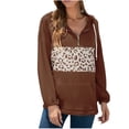 thumbnail image 4 of WREESH Women's Hoodie Zip Long Sleeve Leopard Stitching Sweatshirts Pockets Tops Blouse, 4 of 9
