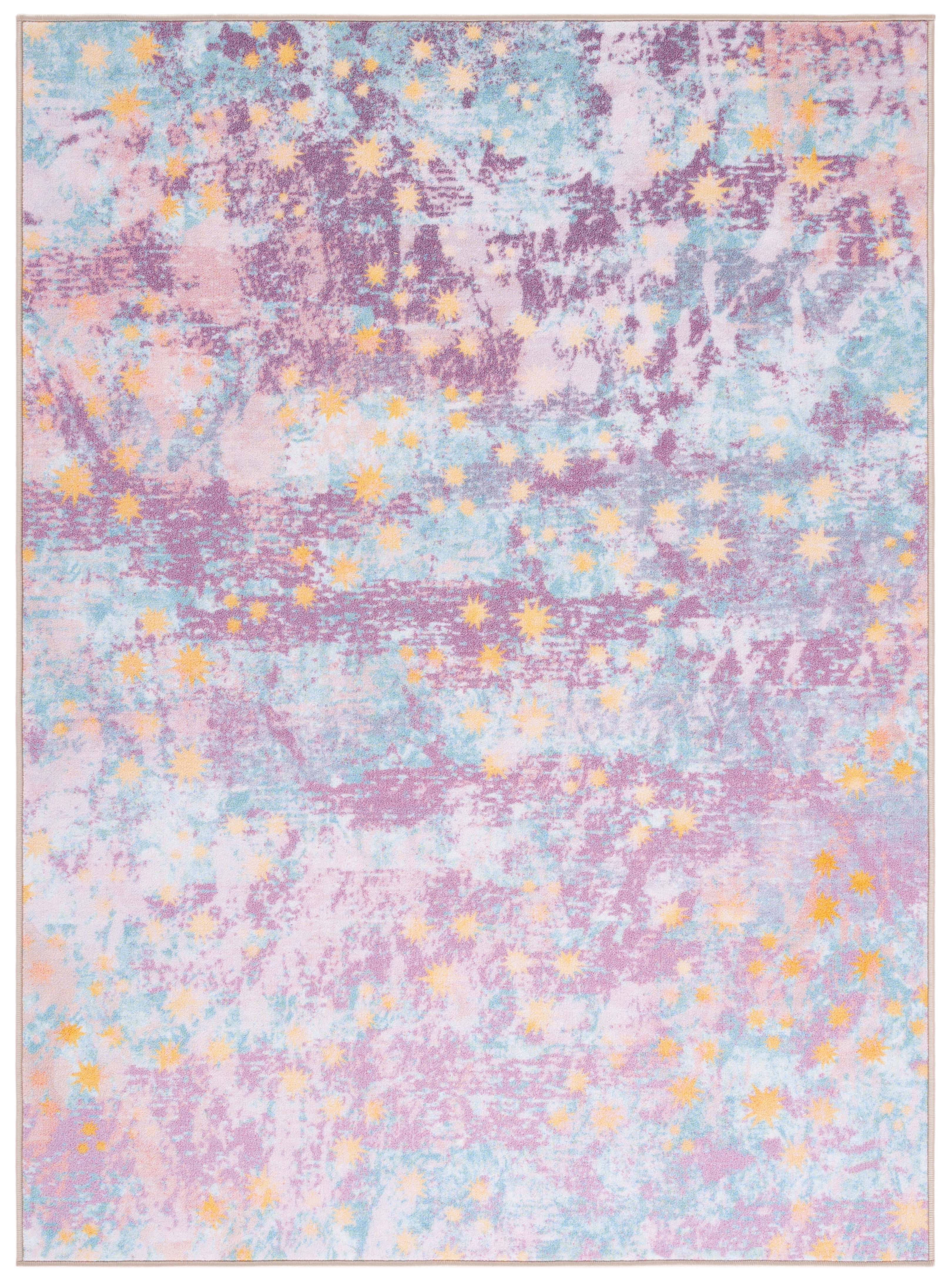 SAFAVIEH Kids Playhouse Stars in the Night Sky Machine Washable Area Rug, Purple/Light Blue, 3'3" x 5'3"