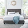 thumbnail image 2 of Pemberly Row Channel Tufted Performance Velvet Twin Platform Bed in Gray, 2 of 8