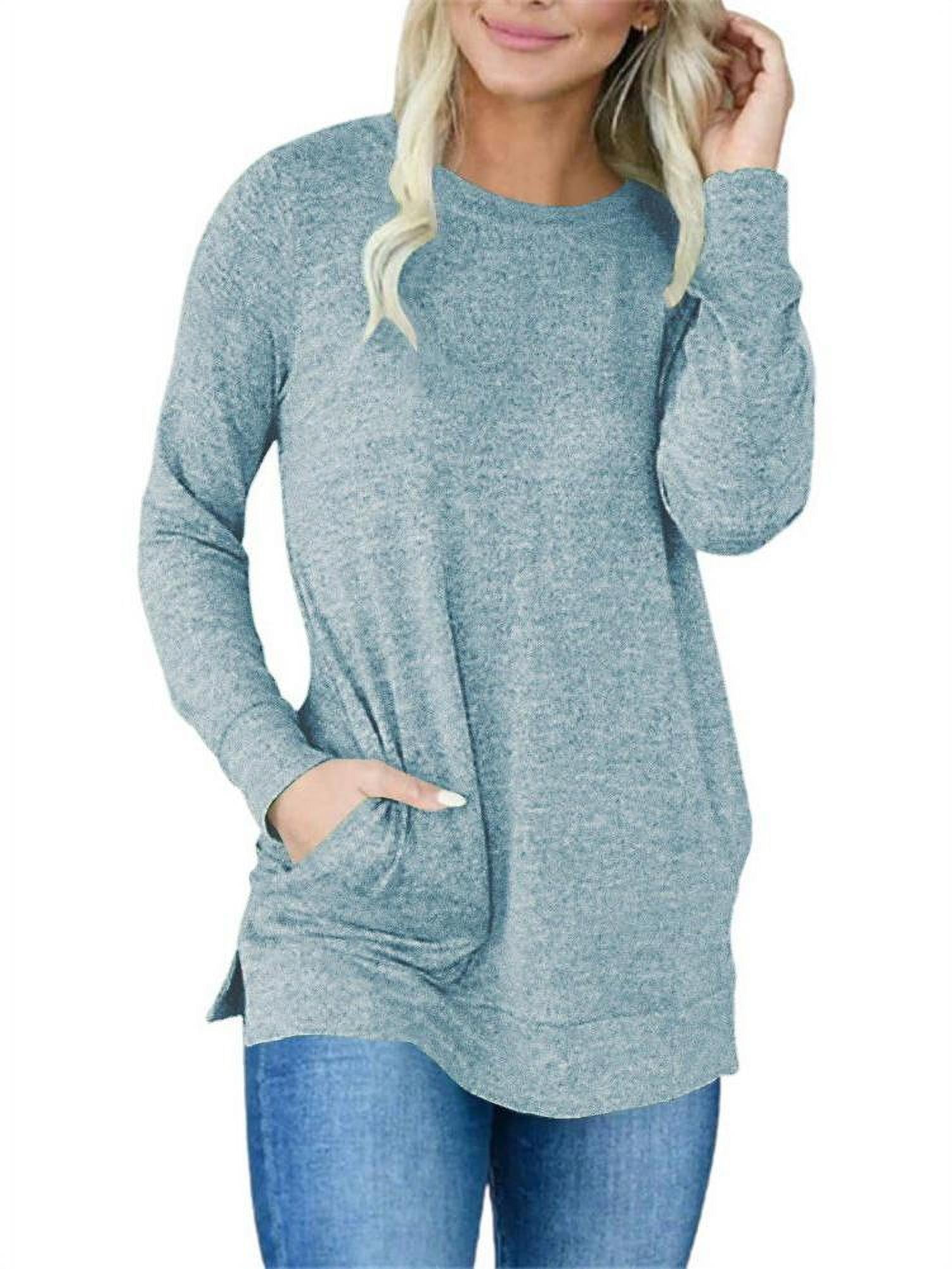 LACOZY Women Tunic Long Sleeve Round Neck Sweatshirts for Women ...