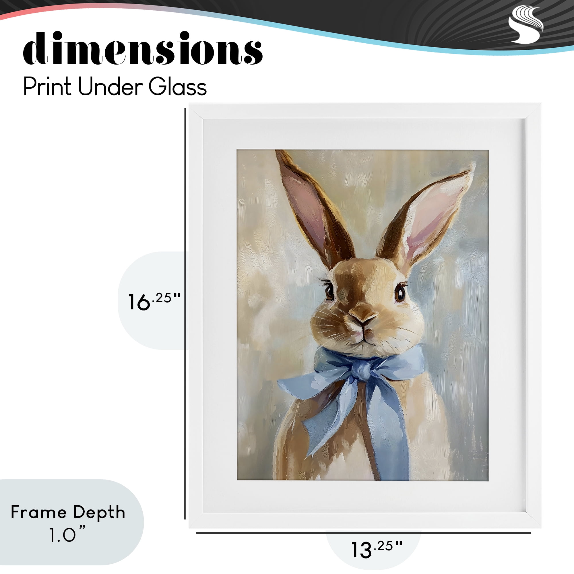 Stupell Industries Bunny with Blue Bow White Framed Print Under Glass, design by The Prints Vibe