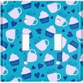 thumbnail image 2 of Metal Light Switch Wall Plate Outlet Cover (Coffee Espresso Mocha Cup Navy Blue Heart Baby Blue Cupcake - Double Toggle), 2 of 2