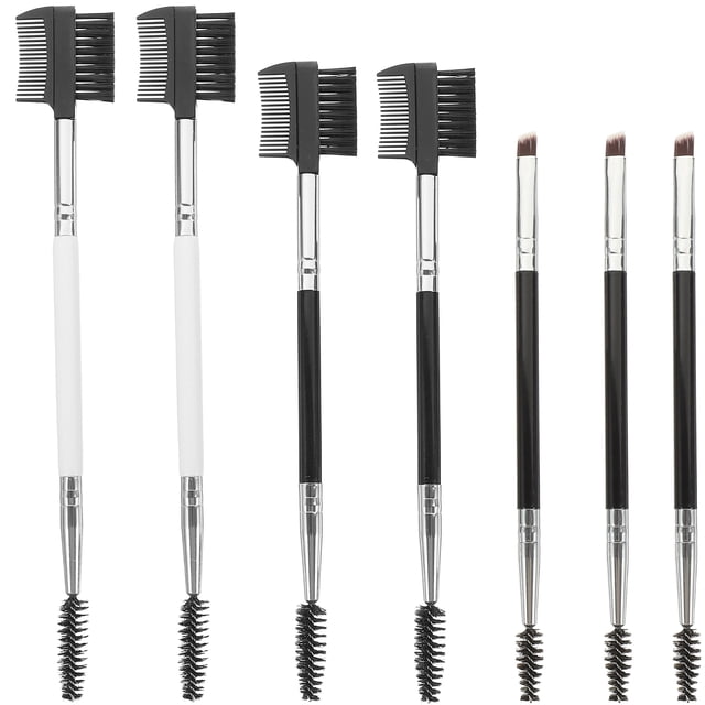 TAILTOSS 7Pcs Double End Makeup Brush Set Black Essential Cosmetic Tools for Professionals