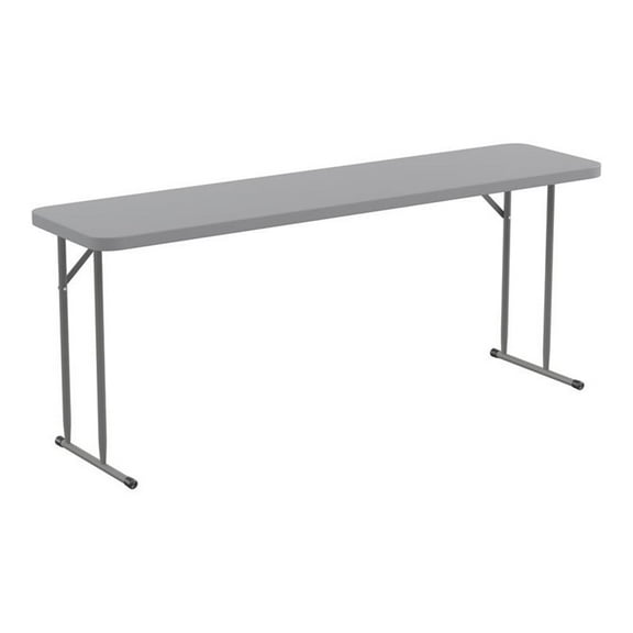 Bowery Hill Rectangle Plastic Folding Training/Seminar Table in Gray