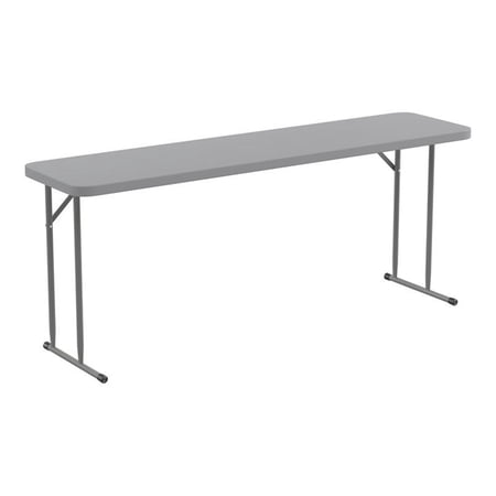 Bowery Hill Rectangle Plastic Folding Training/Seminar Table in Gray
