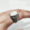 thumbnail image 5 of Howlite Mans Ring, Natural Howlite Ring, White Turquoise, Silver Jewelry, 925 Silver Ring, Birthday Gift, Heavy Mens Ring, Arabic Design, Ottoman Style Ring, Christmas, Turkey Mens Signet Ring, 5 of 7
