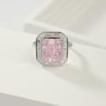 thumbnail image 2 of Elegant Radiant Cut Engagement Rings for Women 8 Carat Crushed Ice Wedding Ring Sterling Silver CZ Statement Pink Cocktail Rings for Her, 2 of 7