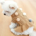 thumbnail image 4 of Dog Sweater Dress Turtleneck Polka Dog Sweaters Knitwear Warm Pet Sweater with Pom Pom Ball, 4 of 10
