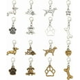 thumbnail image 2 of 1set style Alloy Decoration with Lobster Claw Clasps Dog Paw Print & Bone & Dog Antique Bronze & 27~37mm 8 style 4pcs/style 32pcs/set, 2 of 7
