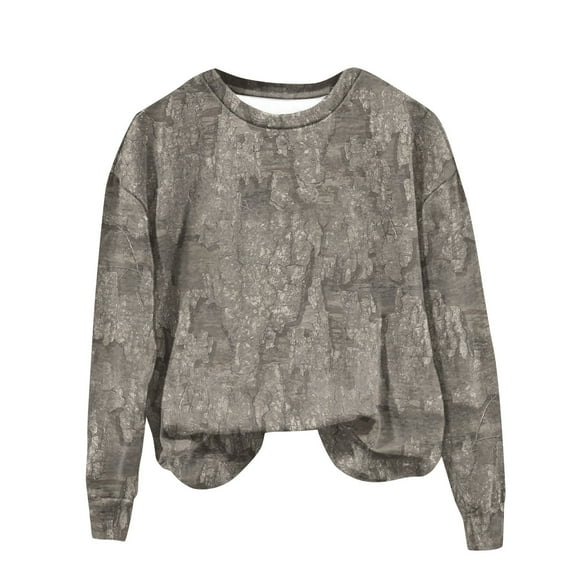 Xyxonk Camo Sweatshirt for Women Maple Leaf Print Oversized Crewneck Sweatshirt Winter Fleece Pullover Hoodie Casual Long Sleeve Drop Shoulder Outfits