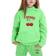 thumbnail image 2 of Wxolcjlv Toddler Girls Outfits Letter Cherry Print Long Sleeve Hoodie And Long Pant Set 2Pc Autumn Winter Thick Comfy Casual Stylish Sets,8 -9 Years, 2 of 3