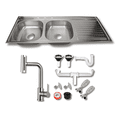thumbnail image 1 of Fregadero Tarja para Cocina Tina Doble Con Escurridor Acero Inoxidable Kit Pro (Escurridor Derecho), 1 of 1