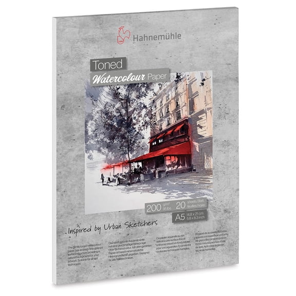 Hahnemühle Toned Watercolor Paper Pad - Gray, 5.8" x 8.3"